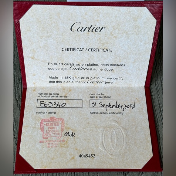 ‼️SOLD‼️ Cartier Love Necklace, 3 Diamonds, RG Inc Authenticity Card/Box/Receipt - Picture 11 of 16